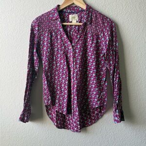 Maeve Anthropologie Long Sleeve‎ Multicolor Abstract Patterned Top